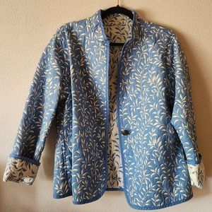 Trimdin Artisan Tapestry Blue and White Floral Reversible Jacket